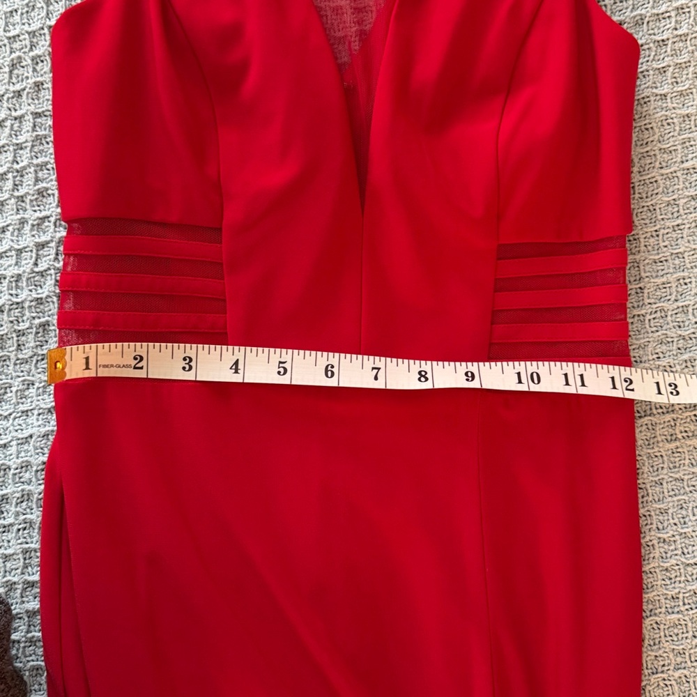 Red Gown with Mesh Cut outs - Picture 14 of 14